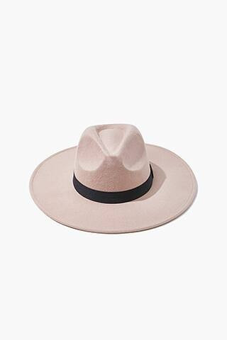 Forever 21 Faux Suede Contrast-Trim Fedora , Brown | Forever 21 (US)
