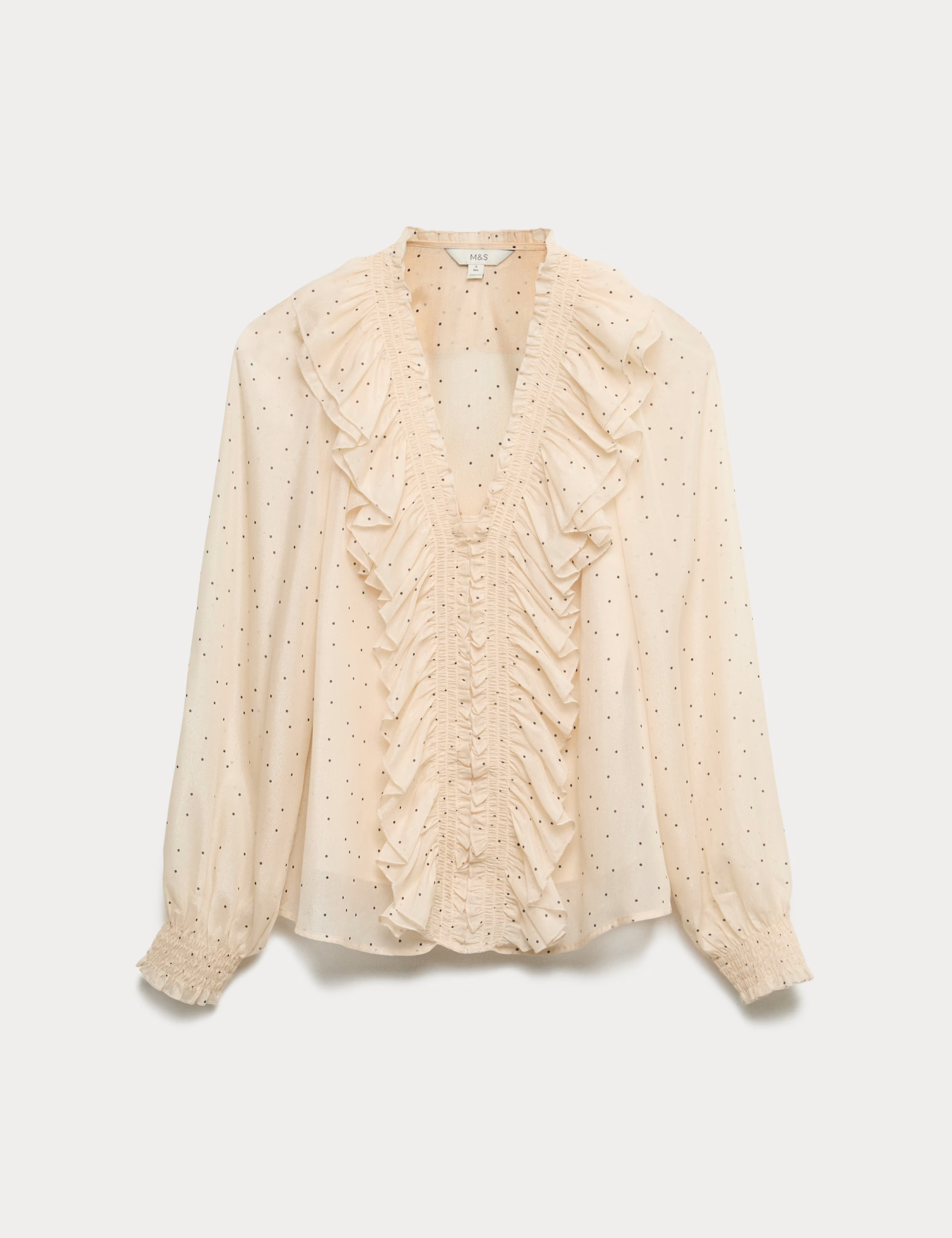 Polka Dot V-Neck Frill Detail Top | Marks & Spencer (UK)