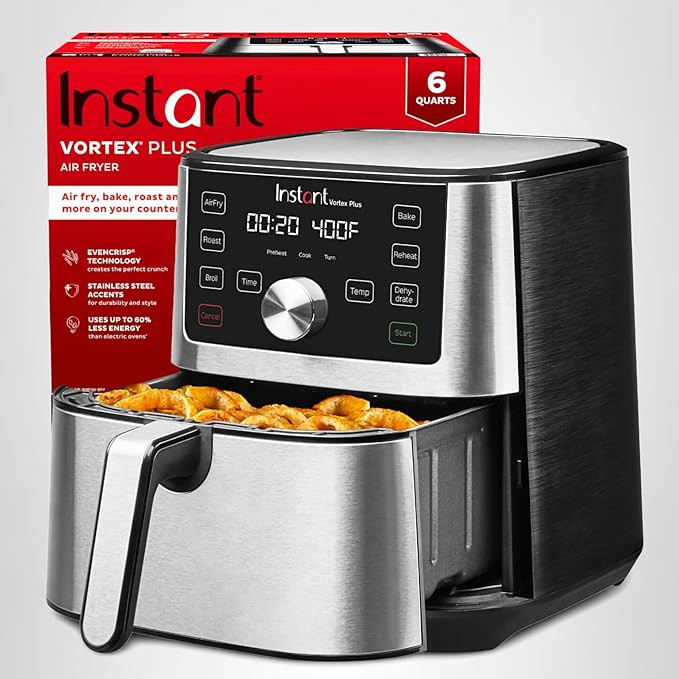 Instant Pot 6QT VORTEX Plus Air Fryer, 6-in-1, Air Fry, Broil, Dehydrate, Crisp, Roast, Reheat, B... | Amazon (US)