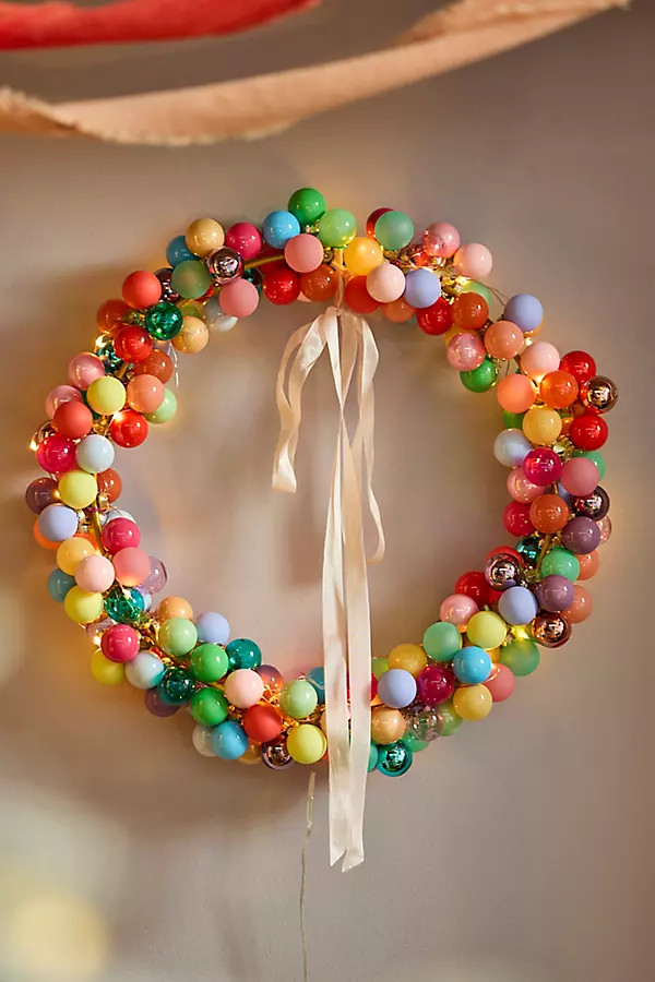 Good Cheer Miniature Bauble Ornament Wreath | Anthropologie (US)
