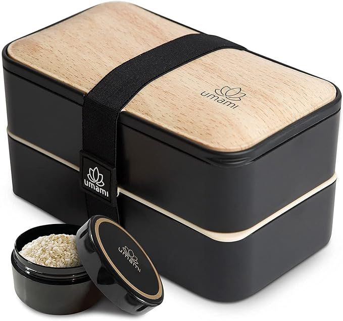 UMAMI All-in-One Bento Box for Adults/Children, 1 New Sauce Pot,4 Full Wood Cutlery Set & 2 Divid... | Amazon (US)