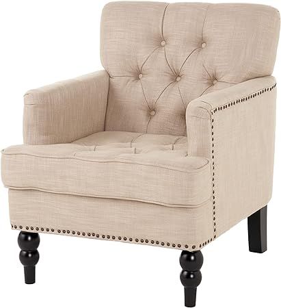 Great Deal Furniture Tufted Club Chair, Decorative Accent Chair with Studded Details - Beige | Amazon (US)