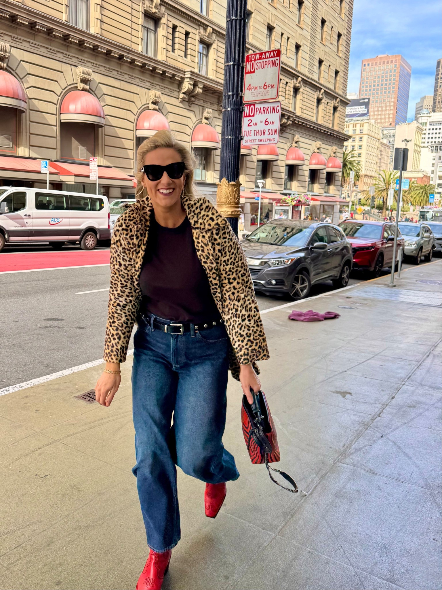 Never underestimate how windy/chilly San Francisco can be even on a sunny day. #fendi bag, #gap barrel jeans and modern tee, and red boots by #LoefflerRandall 

#LTKootd #LTKTall #LTKdayinmylife