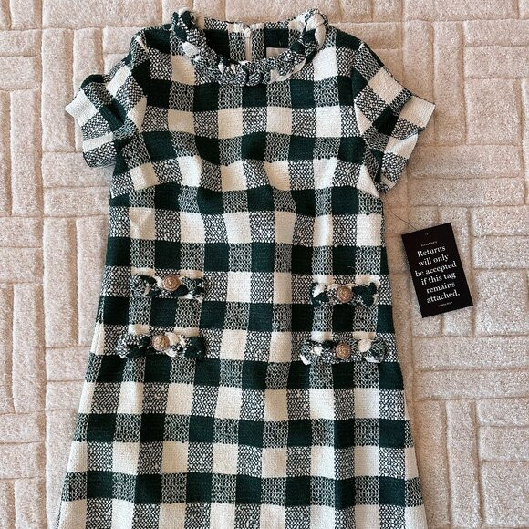 NWT Moss Green Gingham Tweed Jackie Dress - Size XXS | Poshmark