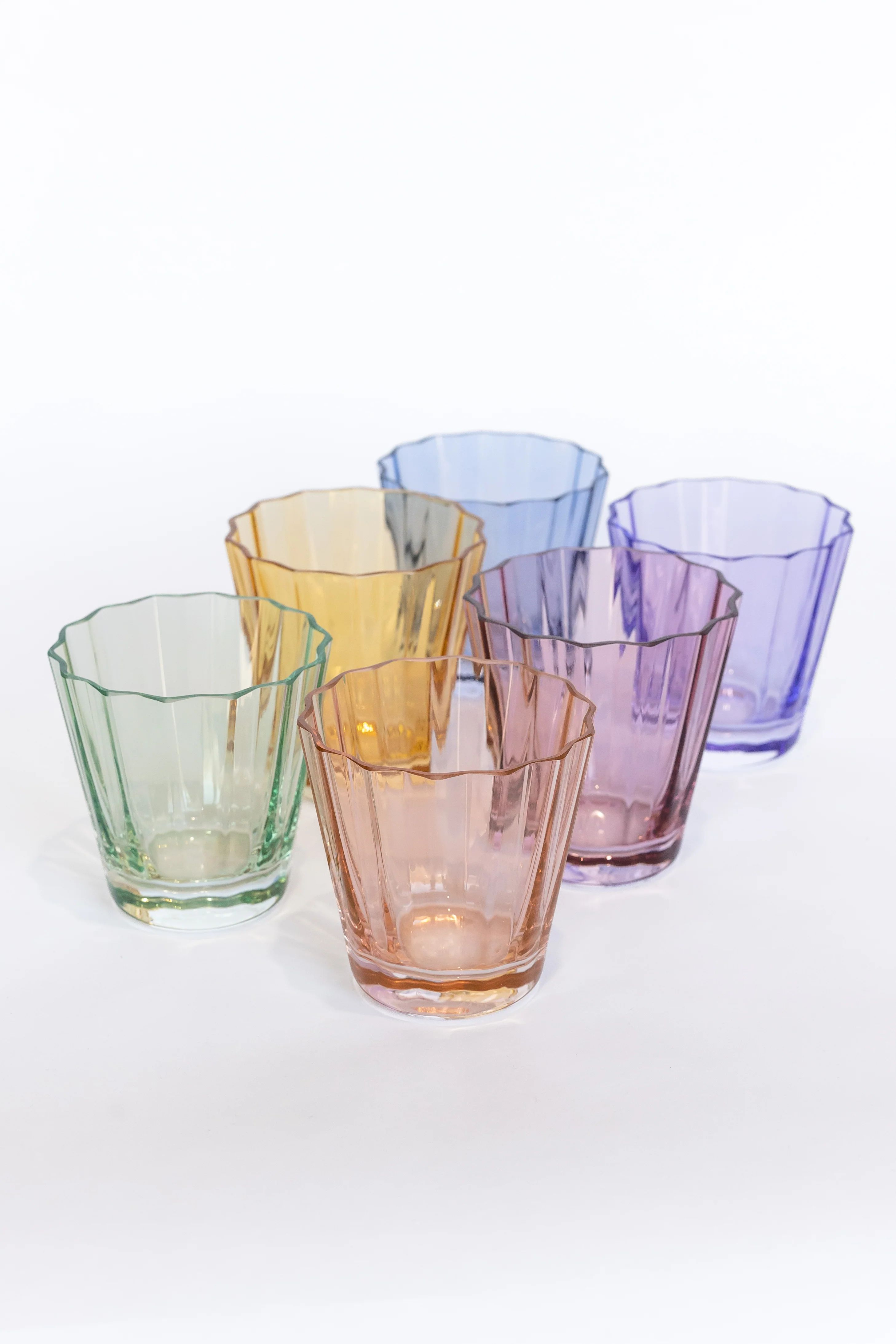 Estelle Colored Sunday Low Balls - Set of 6 {Pastel Mixed Set} | Estelle Colored Glass