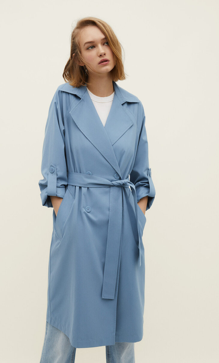 Long flowing trench coat | Stradivarius (UK)