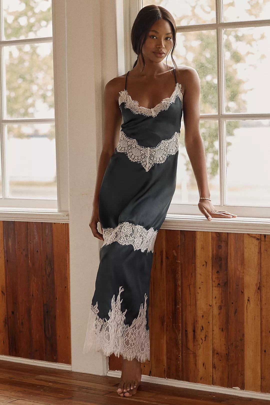 LyreBird Silky Lace Midi Dress | Anthropologie (US)