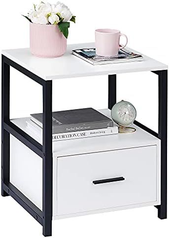 VECELO Modern Nightstand with Drawer Square End, Side Table for Bedroom, Living Room, Small Space... | Amazon (US)