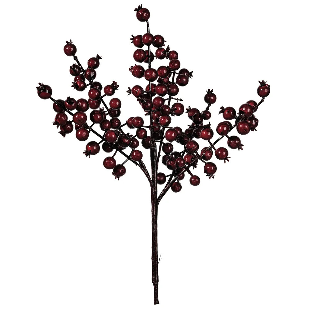 14" Burgundy Crab Apple Mixed Berry Pick. These artificial picks feature vibrant burgundy berries and measure 14 inches tall. They are rated for indo | Wayfair North America