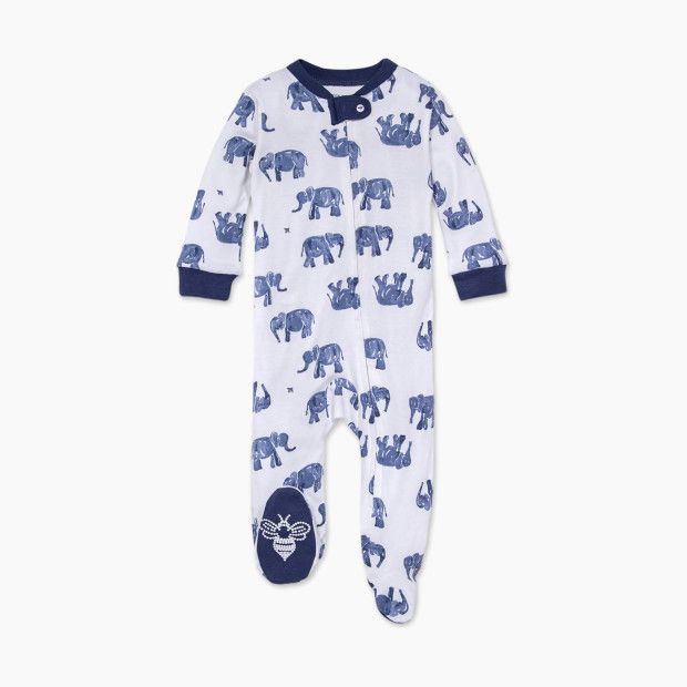 Burt's Bees Baby Sleep & Play Footie Pajamas in Wandering Elephants Size 3-6 Months | 100% Organic C | Babylist