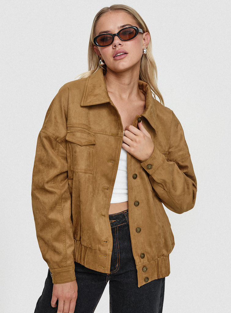 Ristretto Faux Suede Bomber Brown | Princess Polly US