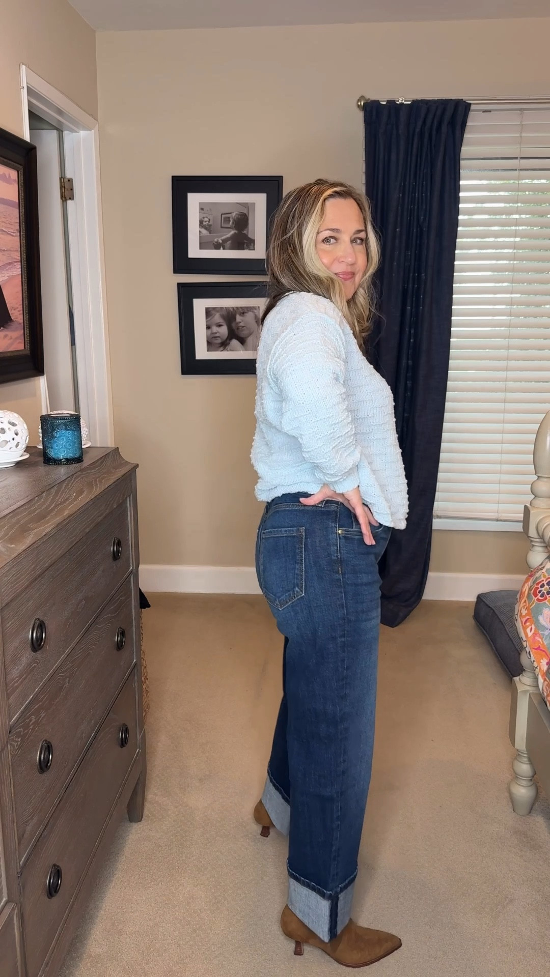 Just got these jeans in the mail yesterday and had to put them on immediately. They look fantastic and they’re gonna be a lot of fun for a different vibe.  Wearing two petite. Cuff is stitched down in one place.  

#LTKHoliday #LTKgrwm #LTKootd