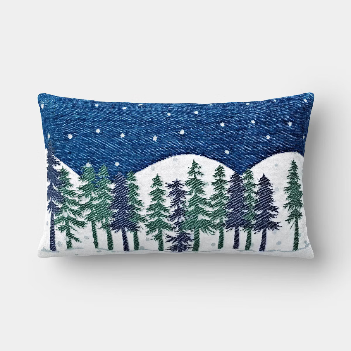 Lumbar Trees Throw Pillow Blue/Green/Ivory - Room Essentials™ | Target