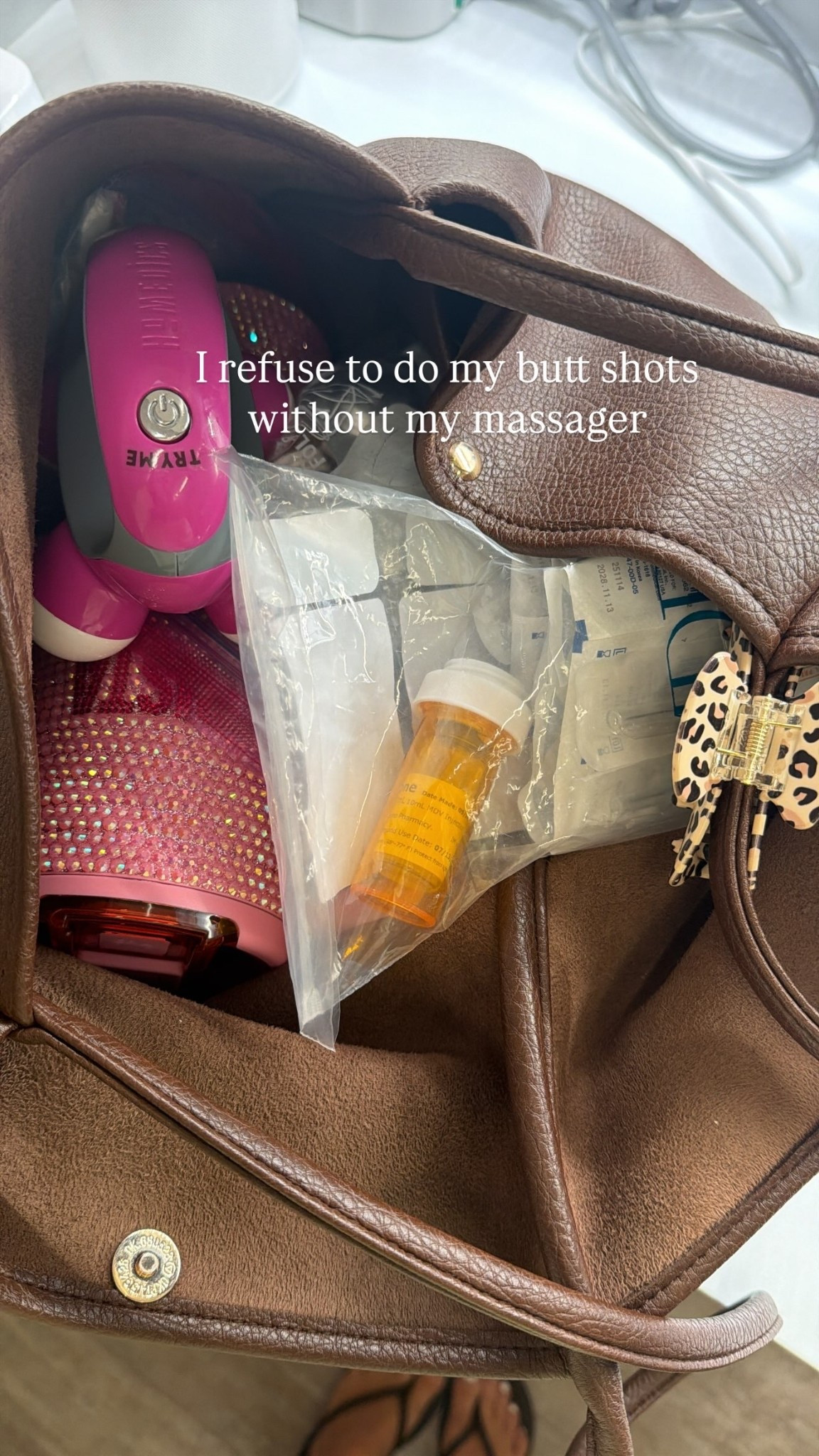 I refuse to do my butt shots without my massager