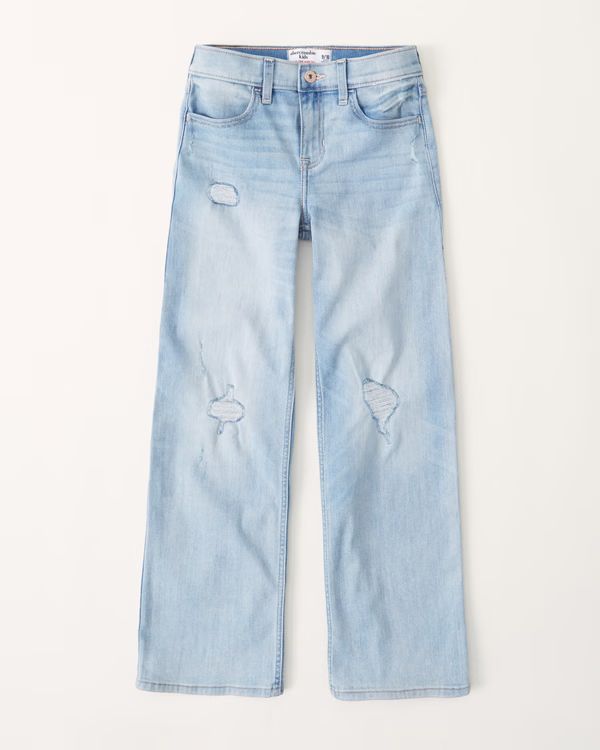 girls high rise wide leg jeans | girls bottoms | Abercrombie.com | Abercrombie & Fitch (US)