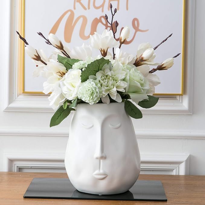 Tenforie Ceramic Vase for Decor, Face Shape Flower Vase, Decorative Modern Table Floral Vases for... | Amazon (US)