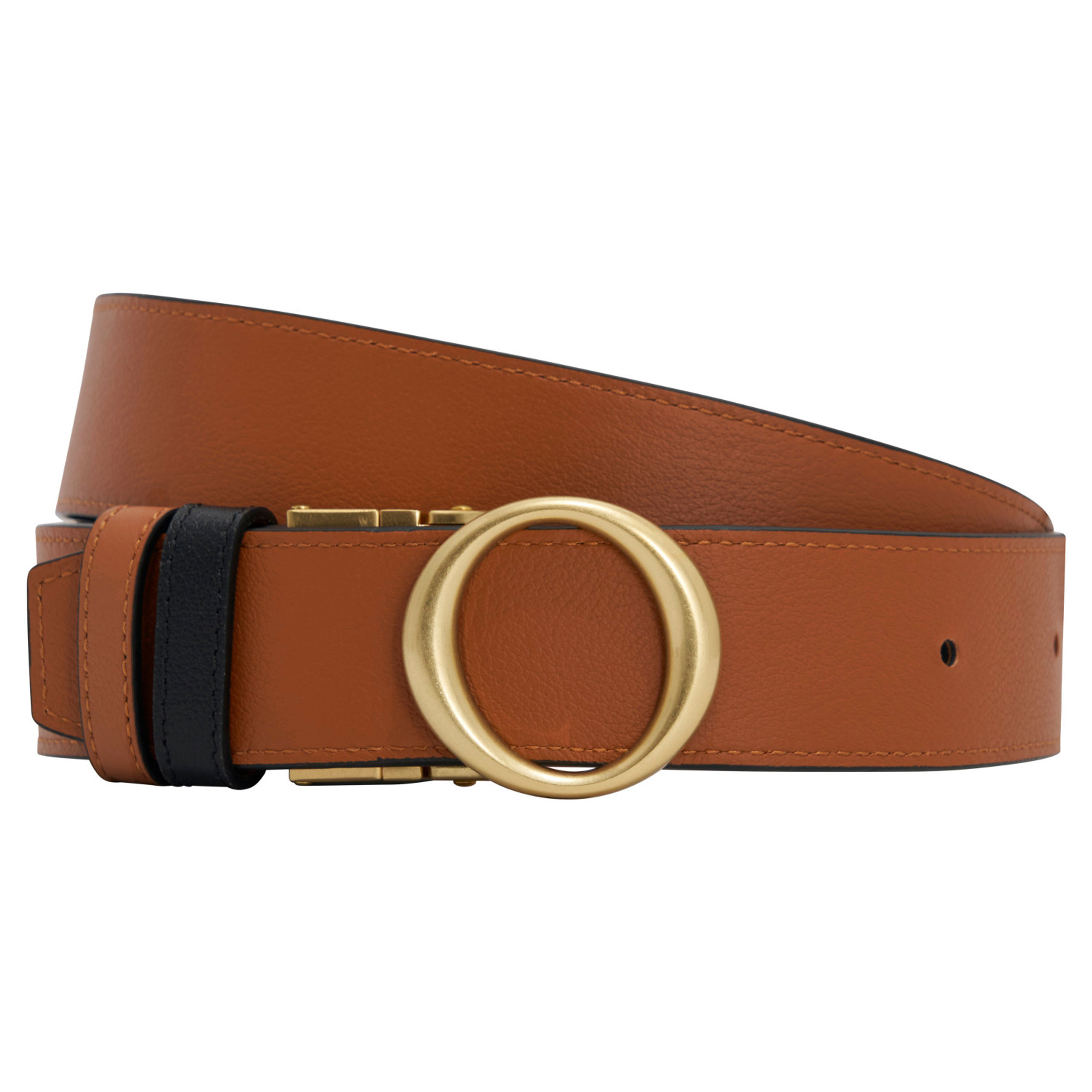 ALI WIDE REVERSIBLE BELT Black/Cognac | Oroton