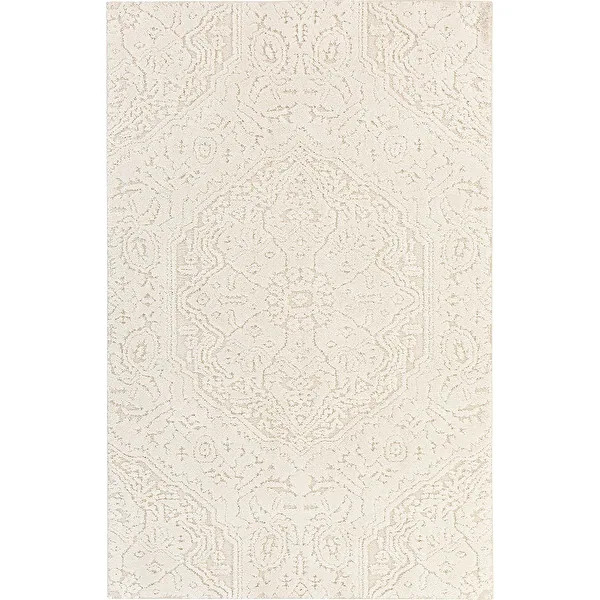 Mohawk Home Francesca High-low Textured Boho Medallion Area Rug - 6' 6" x 9' 6" - Cream | Bed Bath & Beyond