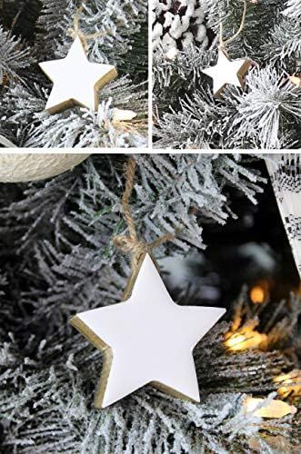 AuldHome Farmhouse Star Ornaments (12-Pack); Wood with White Enamel 2-Inch Star Christmas Decorat... | Amazon (US)