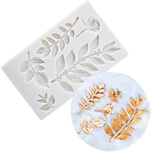 Flower and Leaf Fondant Mold Rose Leaves Silicone Fondant Mold Leaves Branch Vimen Leaves Silicone M | Amazon (US)