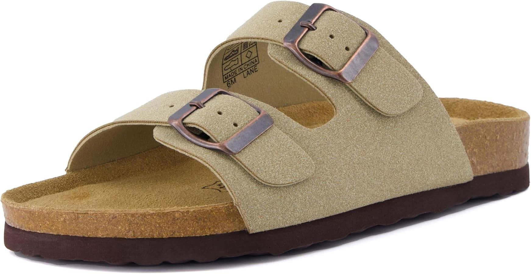 CUSHIONAIRE Lane Cork Footbed Sandals for Women – Comfortable Double Buckle Slip-On with Genuin... | Amazon (US)