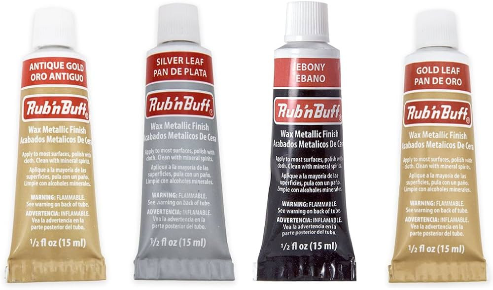 Rub-N-Buff 4 Color Assortment (Silver Leaf, Antique Gold, Gold Leaf, Ebony) | Amazon (US)