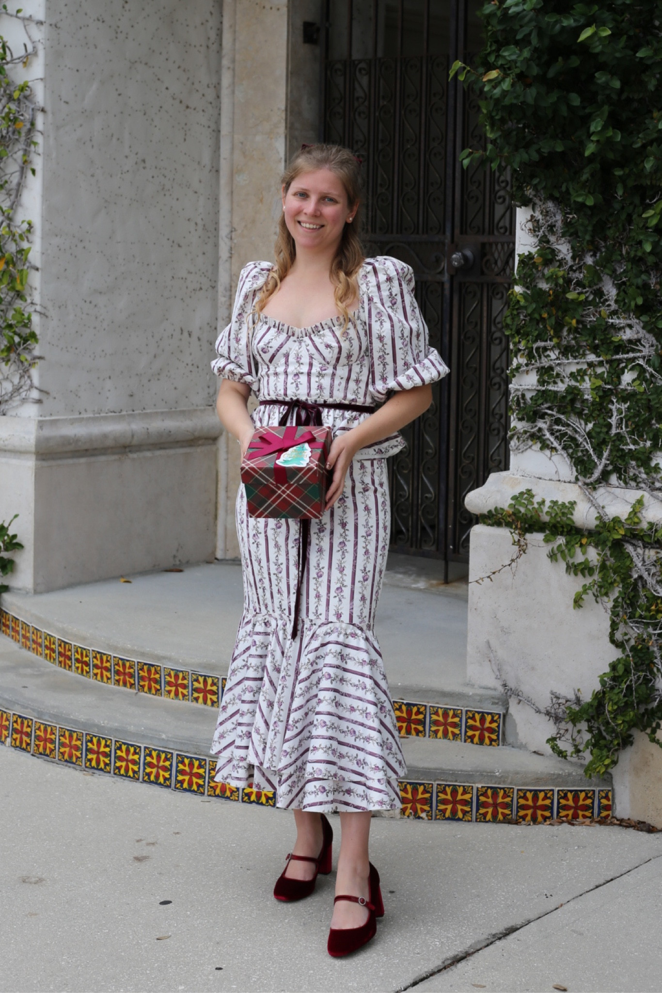 Vintage floral stripe Christmas dress. Antonio Melani x Nicola Bathie holiday peplum dress in wallpaper print  

#LTKHoliday