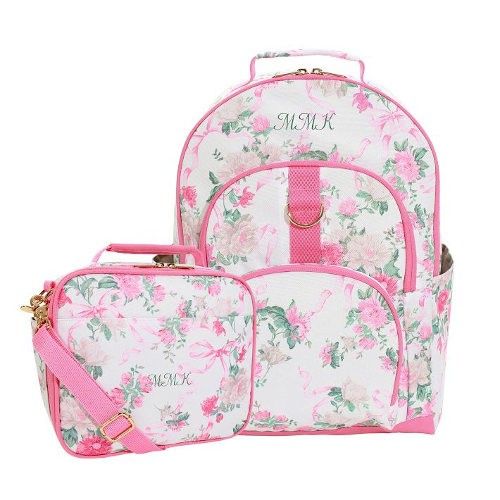 LoveShackFancy Pink Floral Ribbon Backpack and Cold Pack Lunch Box Bundle | Pottery Barn Teen