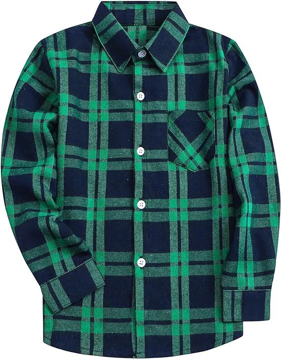 SANGTREE Men & Boy Long Sleeve Flannel Plaid Casual Shirts, 3 Months - Men 9XL | Amazon (US)