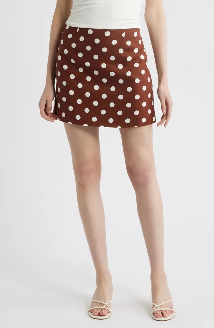 WAYF Elle Polka Dot Linen Blend Miniskirt | Nordstrom | Nordstrom
