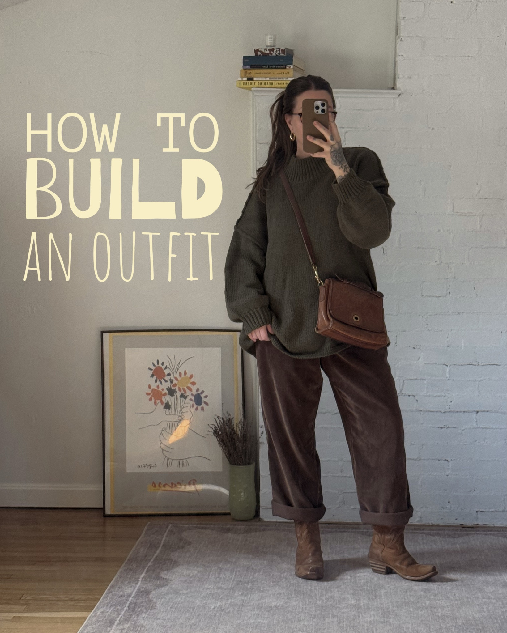 my guide to building an outfit ✔️ 

wearing a size large in this sweater! it’s so cozy !!! 

cord pants, boots, and bag are all thrifted but i’m linking similars below! 

#LTKFindsUnder50 #LTKStyleTip #LTKSeasonal