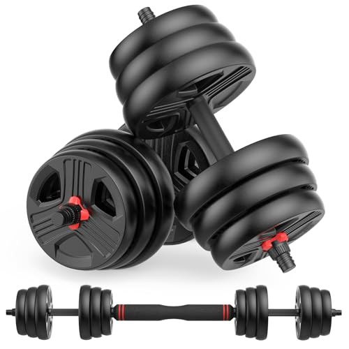 UKEEP Adjustable Dumbbells Sets, 20/30/40/60/80lbs Free Weights Dumbbells Set of 2 Convertible To Barbell A Pair of Lightweight for Home Gym, Women and Men Equipment | Amazon (US)