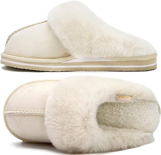 KuaiLu Womens Fluff Dual Memory Foam Slippers Ladies Cozy Arch Support Warm Scuff Slippers Slip o... | Amazon (US)