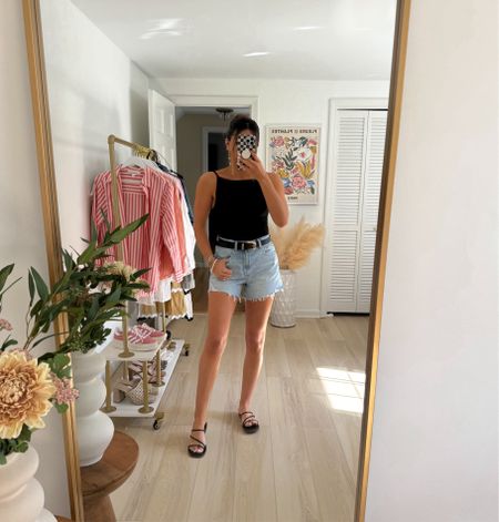 Casual spring summer outfit 

Wearing a size 2 in the black tank top and size 4 in the distressed denim shorts 

Spring outfits | causal outfit | summer outfit | elevated causal looks 

#LTKstyletip #LTKfindsunder100 #LTKSeasonal