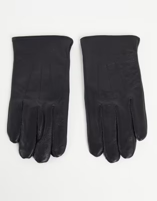 ASOS DESIGN leather touchscreen gloves in black | ASOS (Global)