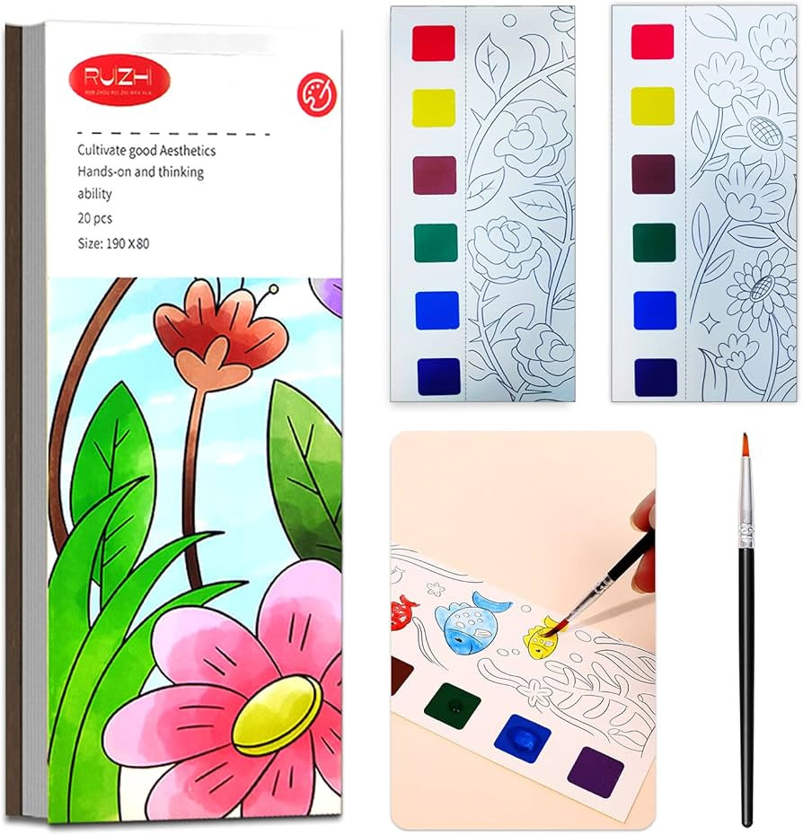JUNQIU Watercolor Coloring Books for Kids Ages 4-8, Pocket Watercolor Painting Book for Toddlers,... | Amazon (US)