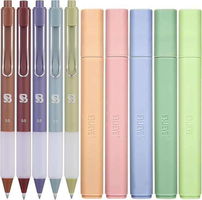 BLIEVE - Aesthetic Highlighters and Gel Pens With Soft Ink and Chisel Tip, Bible Highlighters and... | Amazon (US)