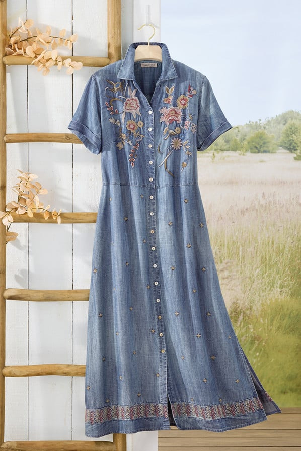 Embroidered TENCEL™ Shirtdress | Coldwater Creek