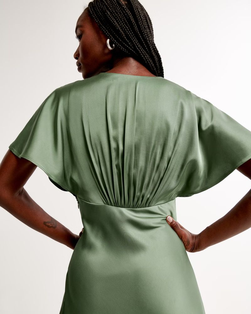 Flutter Sleeve Satin Maxi Dress | Abercrombie & Fitch (US)