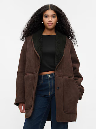 Vegan Suede Shawl Collar Coat | Gap (US)
