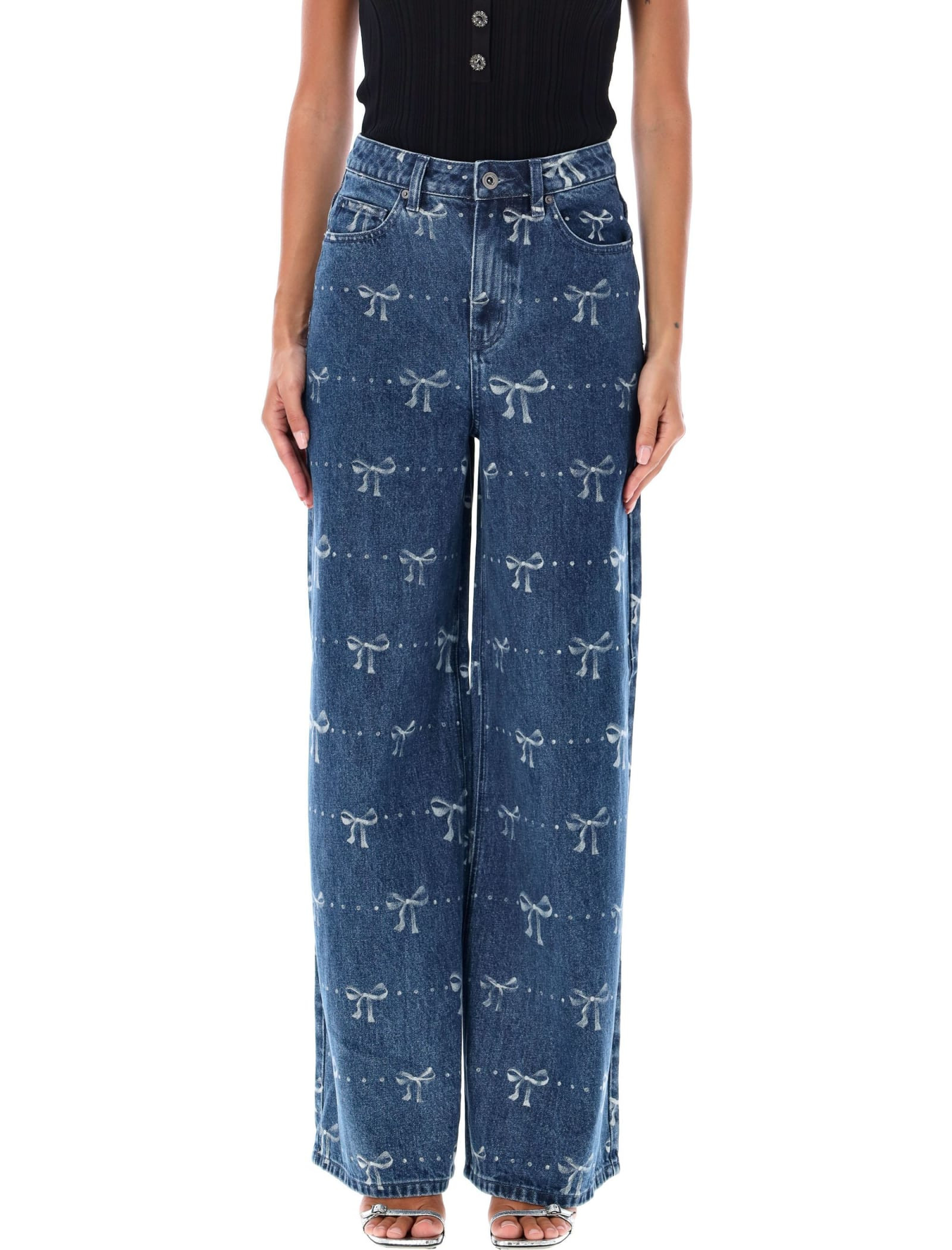 self-portrait Printed Bow Jeans | Italist.com US