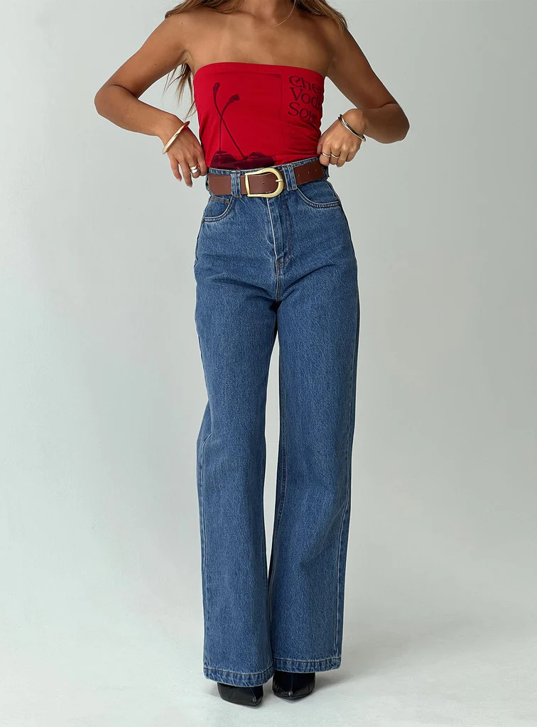 Zephee Wide Leg Jeans Light Wash | Princess Polly US