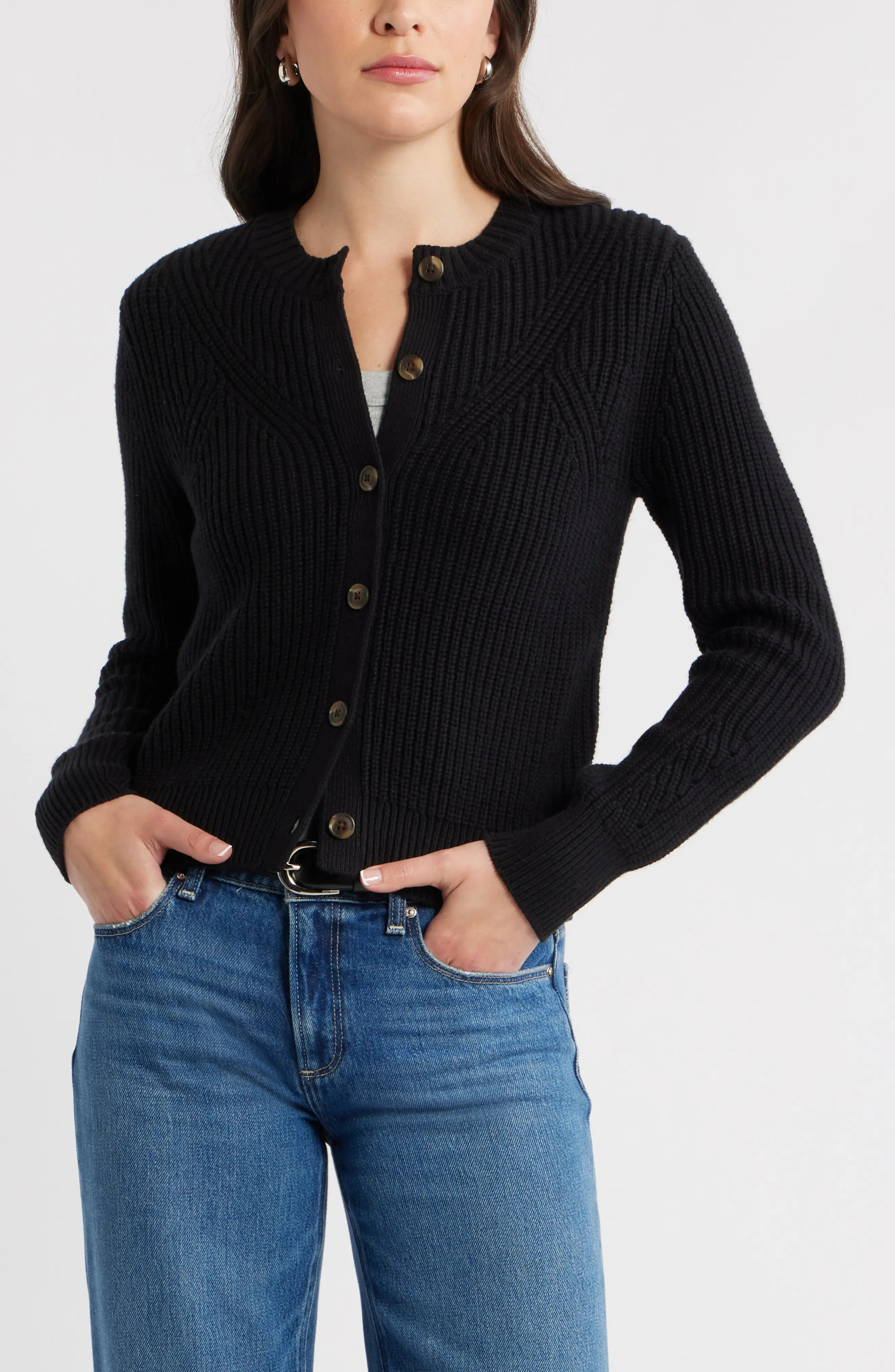 Shaker Stitch Pointelle Pima Cotton & Merino Wool Cardigan (Women) | Nordstrom | Nordstrom