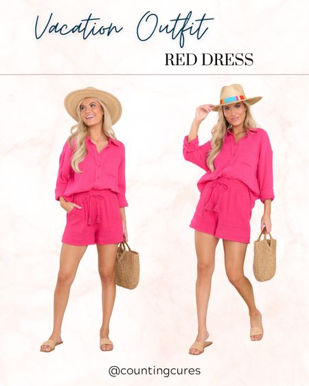 Get beach ready with pink coordinates and a straw hat!

#vacationoutfit #resortwear #beachoutfit #outfitinspo #nudesandals 

#LTKstyletip #LTKU #LTKSeasonal