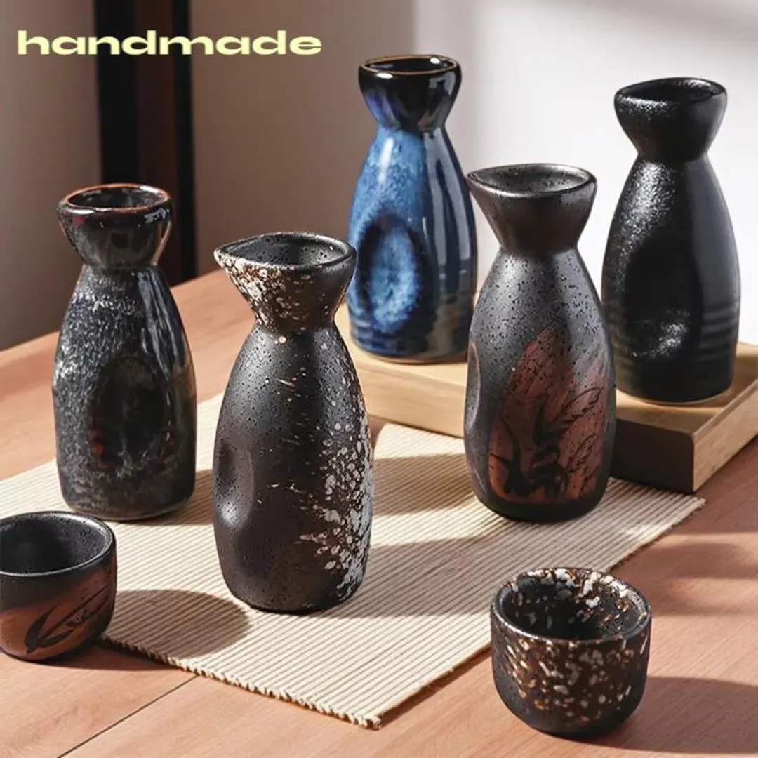 Handcrafted Ceramic Japanese Sake Set: Carafe, Cups & Tray - Etsy | Etsy (US)