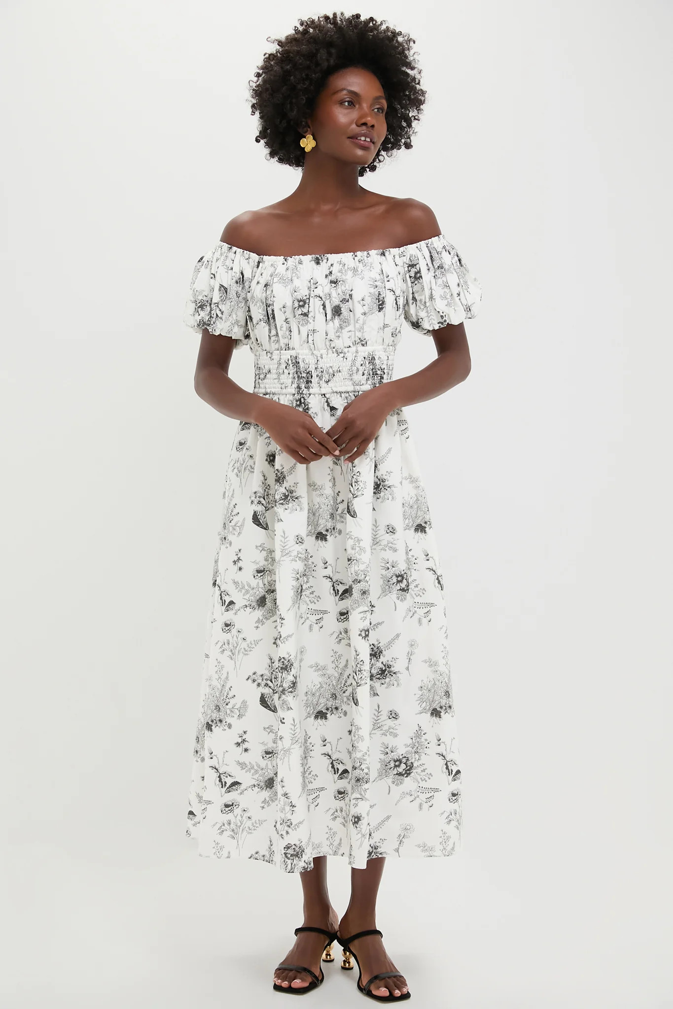 Black & White Floral Smocked Helena Maxi Dress | Tuckernuck (US)