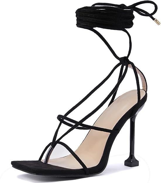 Fashion Women's Stiletto Heel Lace-up Sandals Gladiator Summer Shoes | Amazon (US)