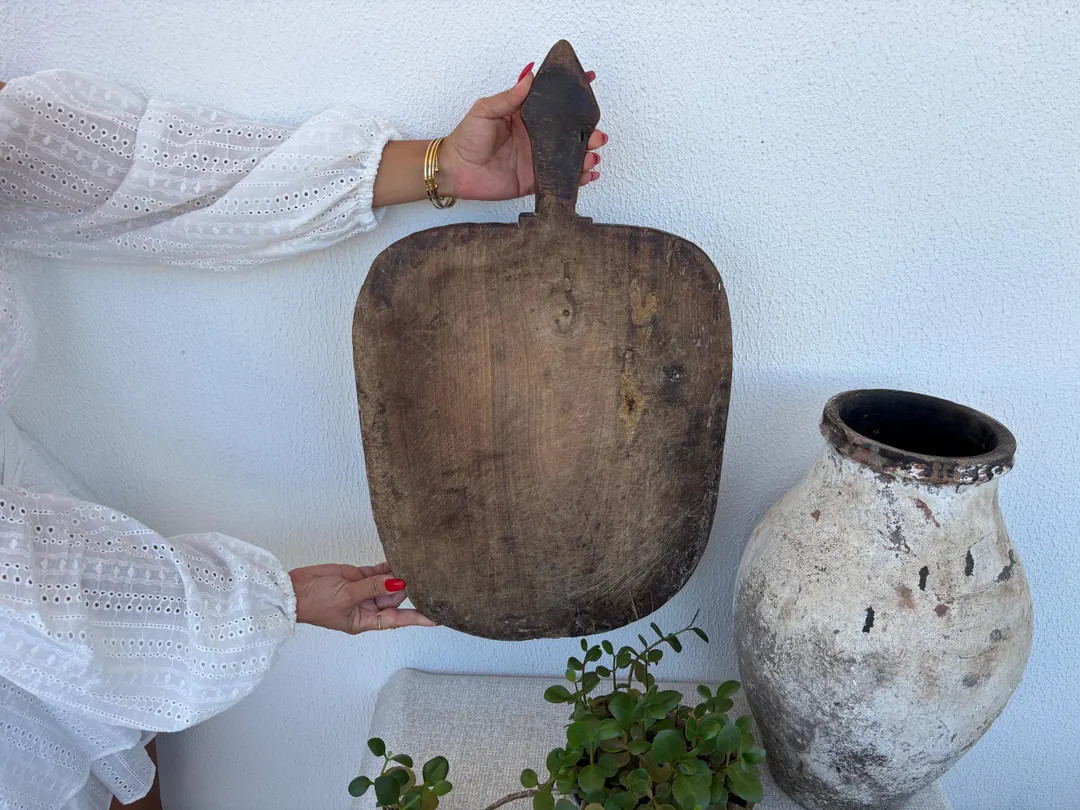 Vintage Turkish Wooden Bread Board | Rustic Handmade Cutting Paddle | Antique Kitchen Decor - Ets... | Etsy (US)