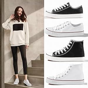 Womens Canvas Sneakers High Top Lace ups Casual Walking Shoes | Amazon (US)