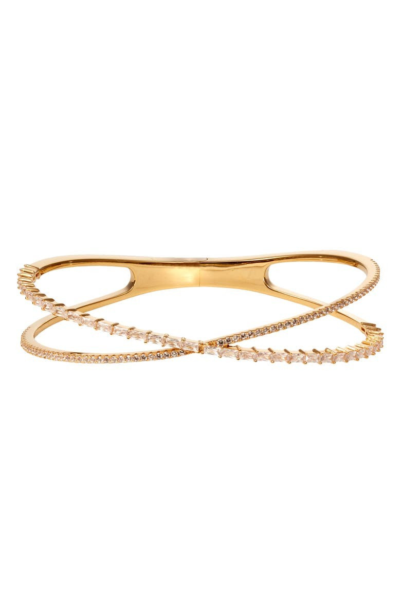 Cubic Zirconia Baguette Crisscross Cuff Bracelet | Nordstrom